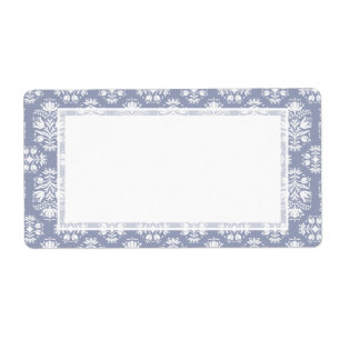 Etiqueta Damasco azul floral do laço do Victorian