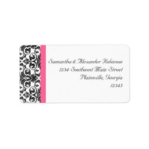 Etiqueta Damasco cor-de-rosa do Victorian e branco fúcsia