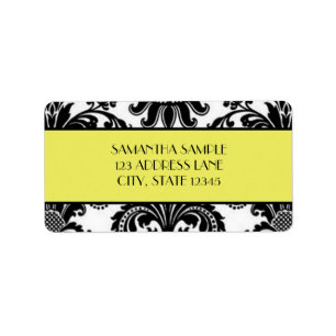 Etiqueta Damasco preto & branco, amarelo amarelo