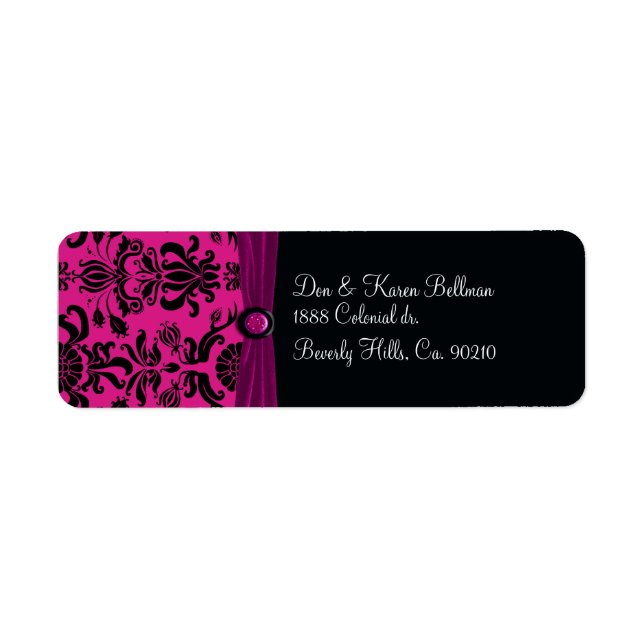 Etiqueta Damasco Preto, Magenta (Frente)
