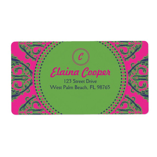 Etiqueta Damasco rosa de pré-disquete (Frente)