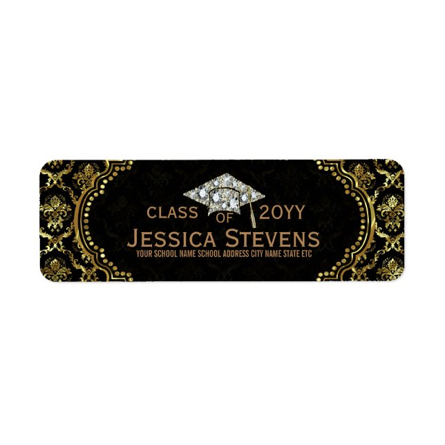 Etiqueta Damascos Dourados Pretos e Inversos e Formando com (Frente)