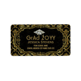 Etiqueta Damascos Dourados Pretos e Inversos e Formando Lum