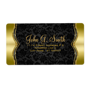 Etiqueta Damascos Florais Dourados e Negros