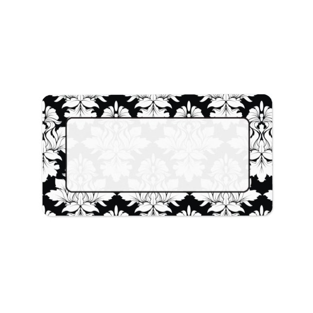 Etiqueta Damask Mailing Labs Black White (Frente)