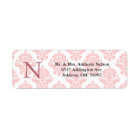 Damask Monograma Pastel Pink Return Endereço