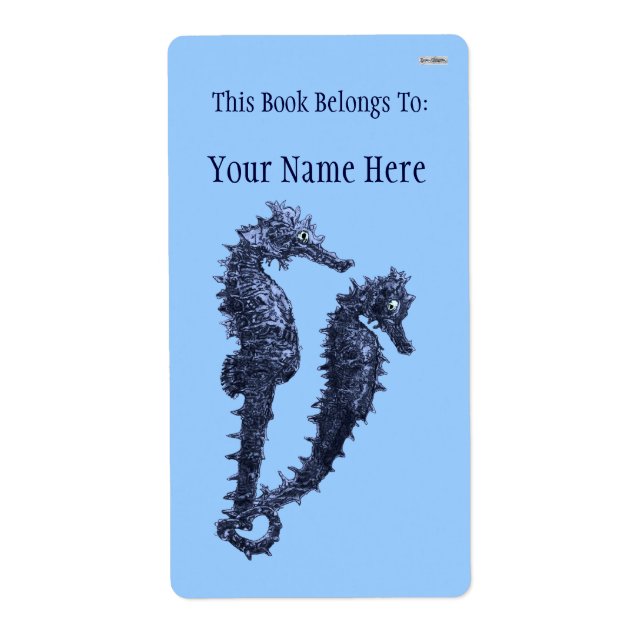 Etiqueta Dança Dos Cavalos-marinhos (Azul) (Placa De Reserv (Frente)