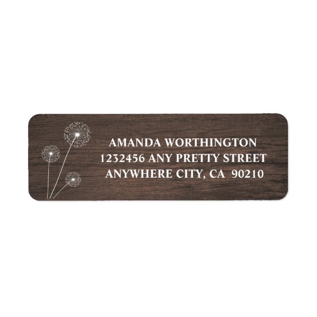 Etiqueta Dandelion Barn Wood Rustic Address Labels (Frente)