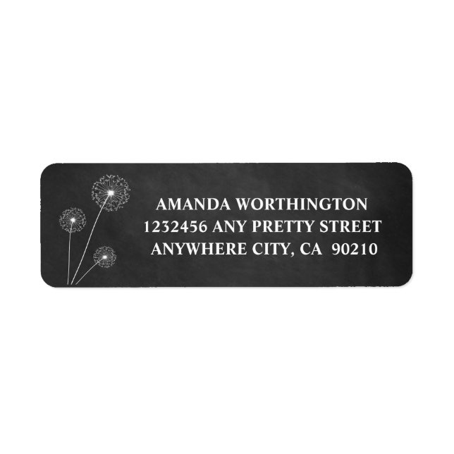 Etiqueta Dandelion Chalkboard Rustic Address Labels (Frente)