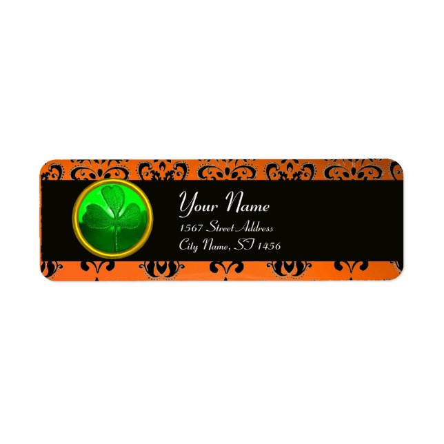 Etiqueta DANOS DE LARANJA VERDE COM SHAMROCK, preto (Frente)