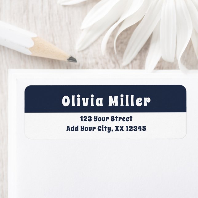 Etiqueta Dark Midnight Blue - Bold Retro Address Label (Insitu)