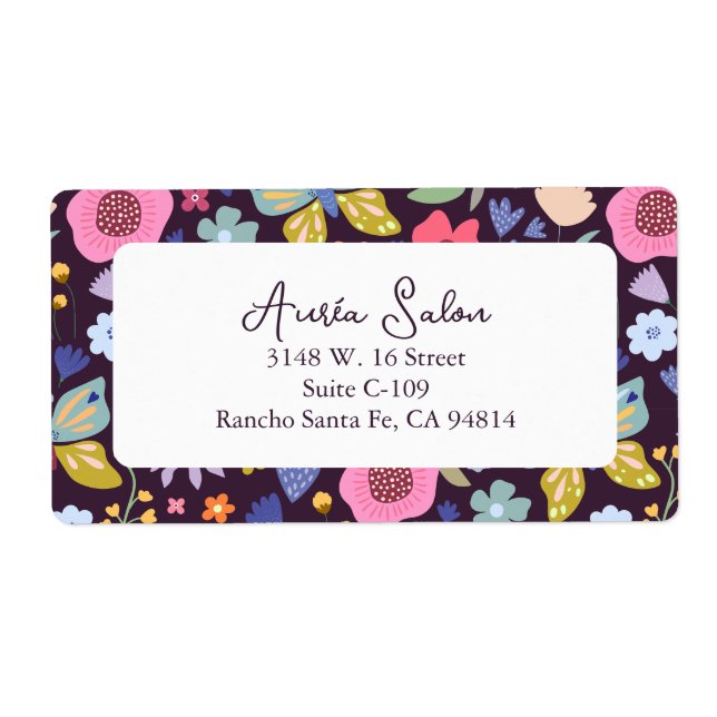 Etiqueta Dark Plum and Florals Business Shipping Label (Frente)