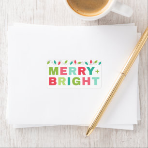Etiqueta das luzes de Natal felizes e brilhantes