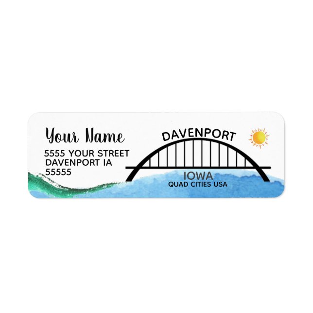Etiqueta Davenport Iowa Address Labels (Frente)