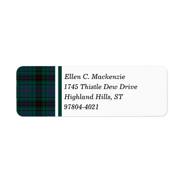 Etiqueta Davidson Clan Dark Green Scottish Tartan (Frente)