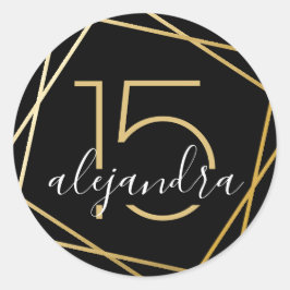 Etiqueta de Adesivo de Qunice Geométrica Dourada P