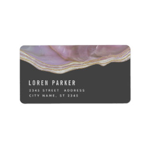 Etiqueta de agata de mármore com lavanda minimalis