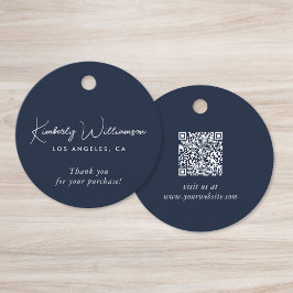 Etiqueta de agradecimento Chic Script Business QR