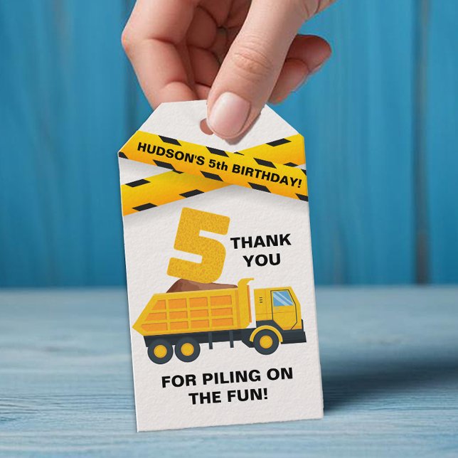 Etiqueta de Agradecimento da Festa de Construção – (Construction Vehicle Birthday Party Favor Tag)