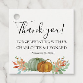 Etiqueta de agradecimento de abóboras de outono