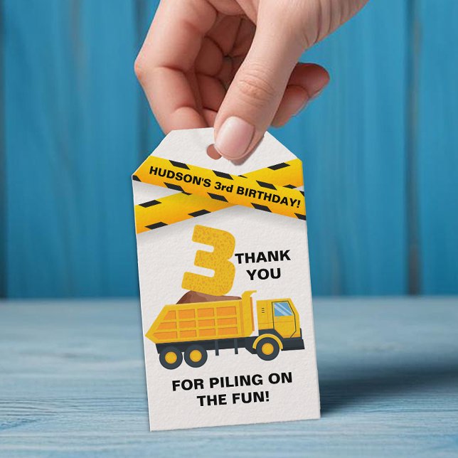 Etiqueta de Agradecimento de Caminhão de Construçã (Fun Construction Party Favor Tag)