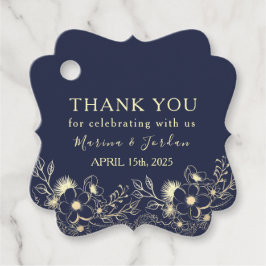 Etiqueta de Agradecimento de Casamento Azul Naval