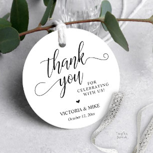 Etiqueta de Agradecimento de Casamento Preto e Bra
