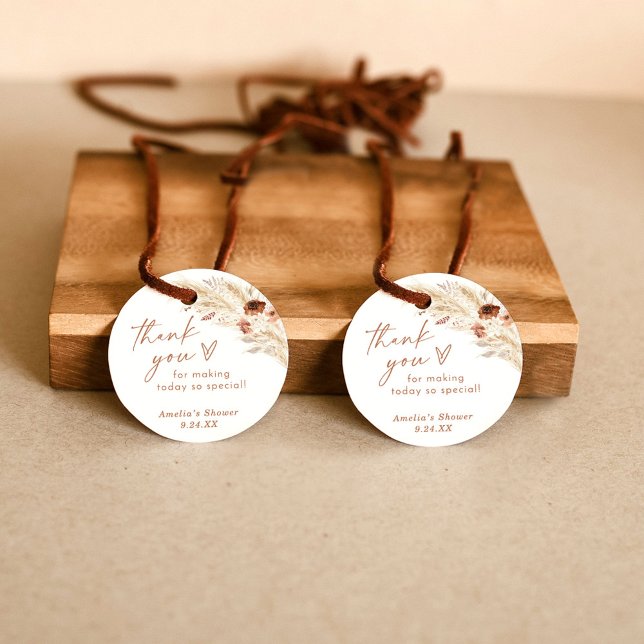 Etiqueta de Agradecimento de Chuveiro Boho com Gra (Criador carregado)