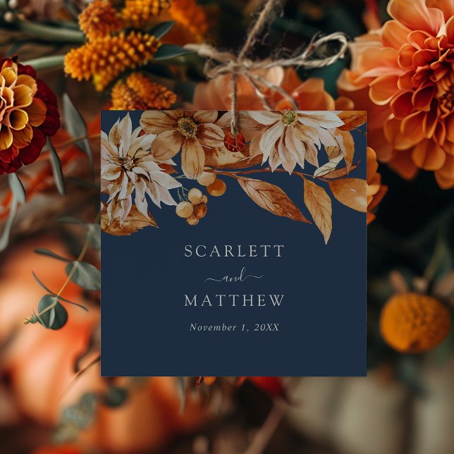 Etiqueta de Agradecimento de Outono da Marinha (Navy Blue Autumn Floral Thank You Favor Tag by Painted Paperie
)