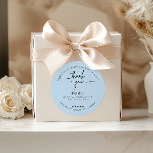 Etiqueta de agradecimento do adesivo azul empoeira