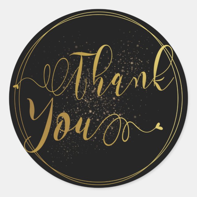 Etiqueta de agradecimento Dourado e Preto (Frente)