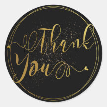 Etiqueta de agradecimento Dourado e Preto