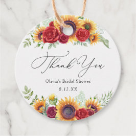 Etiqueta de Agradecimento para Sunflowers e Rosas