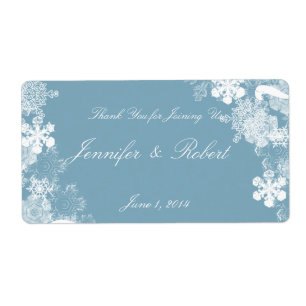 Etiqueta de Água de Casamento com Flocos de Neve