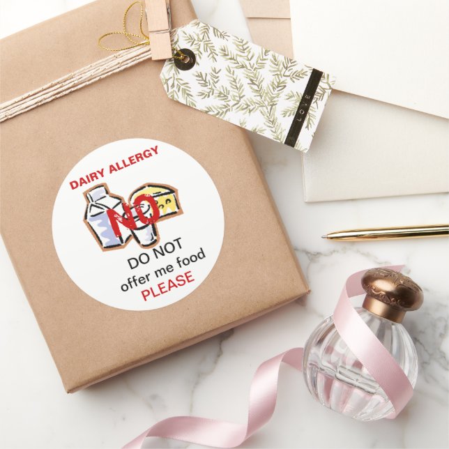 Etiqueta de Alergia à Comida de Leite (Presentear)