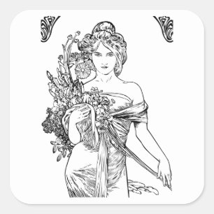Etiqueta de Alphonse Mucha do nouveau da arte