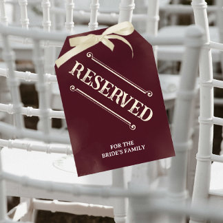 Etiqueta de Assento Reservado Casamento Retro Borg
