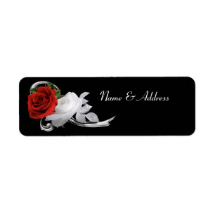 Etiqueta de Avery dos rosas vermelhos & brancos