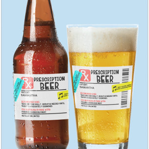 Etiqueta de Aviso de Cerveja de Prescrição Funny