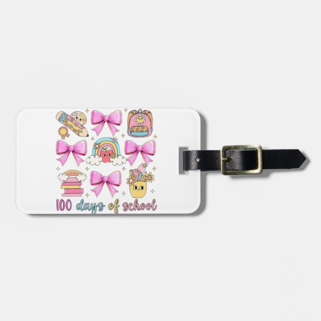 Etiqueta De Bagagem 🌈 🎀 100 dias de 🎉 escolar 📚 (Frente Horizontal)