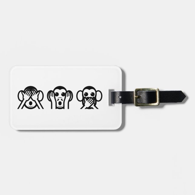 Etiqueta De Bagagem 3 Macacos Sábios Emoji (Frente Horizontal)