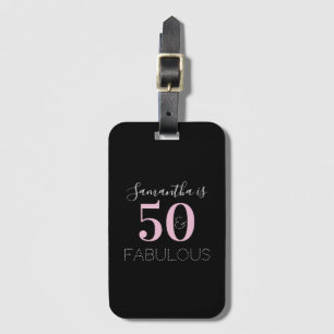 Etiqueta De Bagagem 50º aniversário - Preto Personalizado Rosa