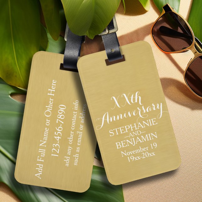 Etiqueta De Bagagem 50º ou Outro Aniversário de Casamento Personalizad (Personalized luggage tag - Wedding Anniversary)