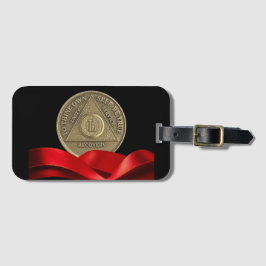 Etiqueta De Bagagem 50 anos de idade Aniversário Moedas Vermelhas Fita