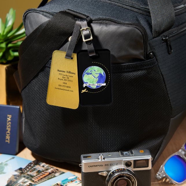 Etiqueta De Bagagem A aventura inicia o Viagem mundial (Frente e verso)