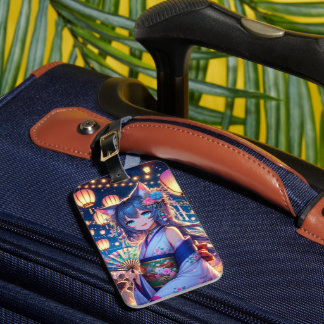 Etiqueta De Bagagem A dança alegre de Catgirl em Dusk