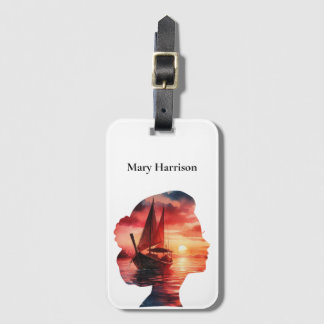 Etiqueta De Bagagem A fantasy journey on a sailboat at sunset