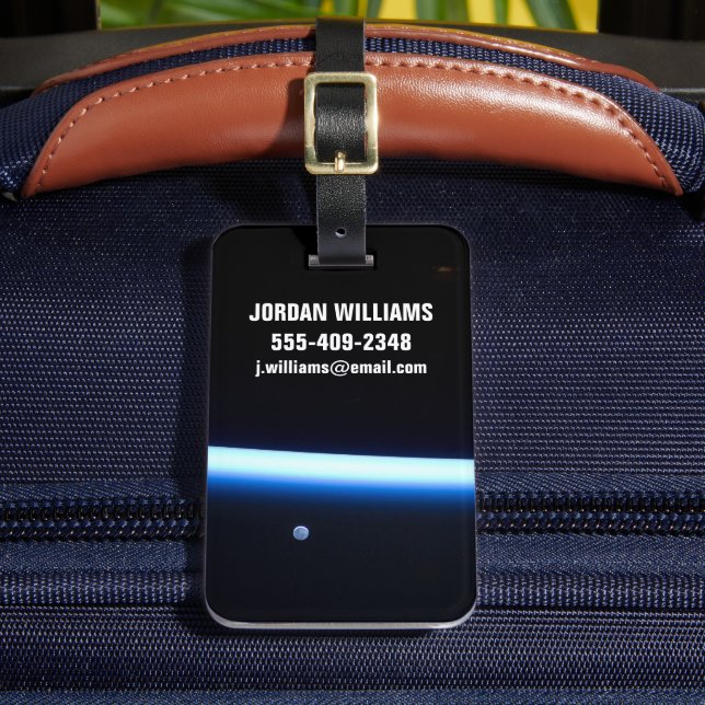 Etiqueta De Bagagem A Linha Fina da Atmosfera da Terra e Uma Lua Gibbo (Frente Insitu 2)