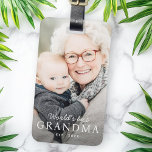 Etiqueta De Bagagem A melhor avó do mundo, a melhor foto do ano passad<br><div class="desc">Etiqueta de bagagem com a sua fotografia personalizada e o texto "A melhor avó do mundo" com ano personalizado ou outro texto abaixo.</div>