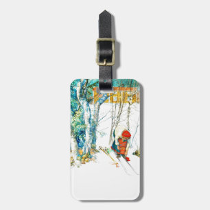 Etiqueta De Bagagem A mulher pôr sobre seus esquis